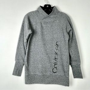 Calvin Klein Size Small Women's Performance Mock Neck Heather Gray Pullover